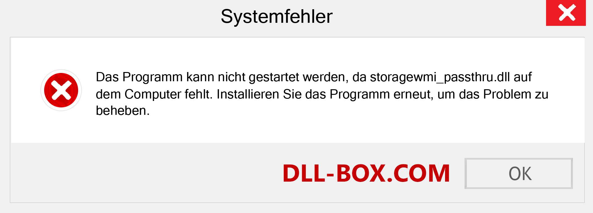 storagewmi_passthru.dll-Datei fehlt?. Download für Windows 7, 8, 10 - Fix storagewmi_passthru dll Missing Error unter Windows, Fotos, Bildern